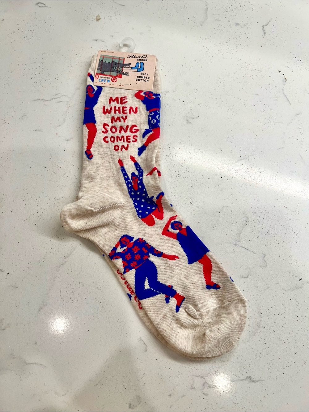 BlueQ Me When My Song Comes On Women's Crew Socks